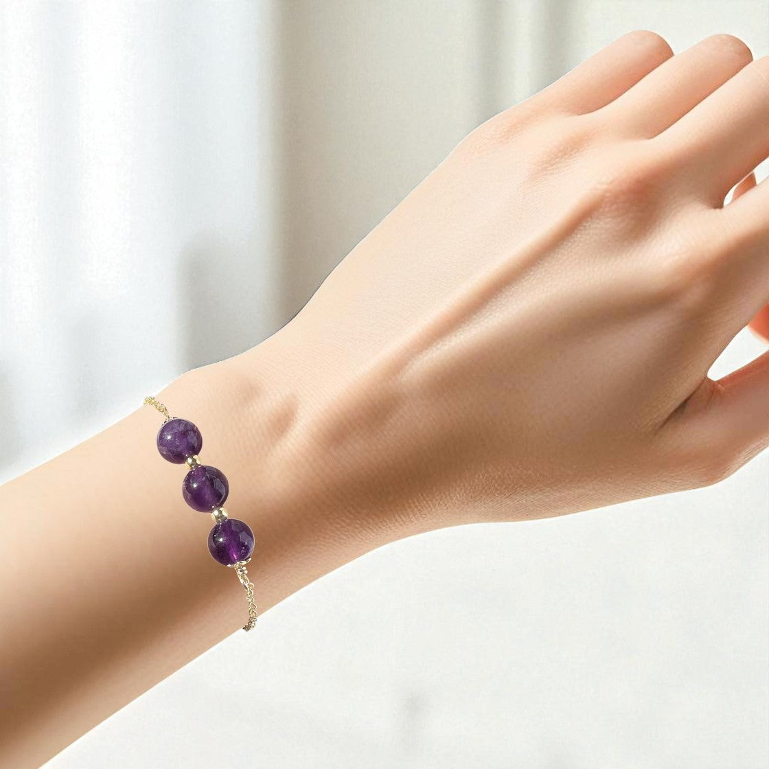 Purple Amethyst Beaded Column Bracelet