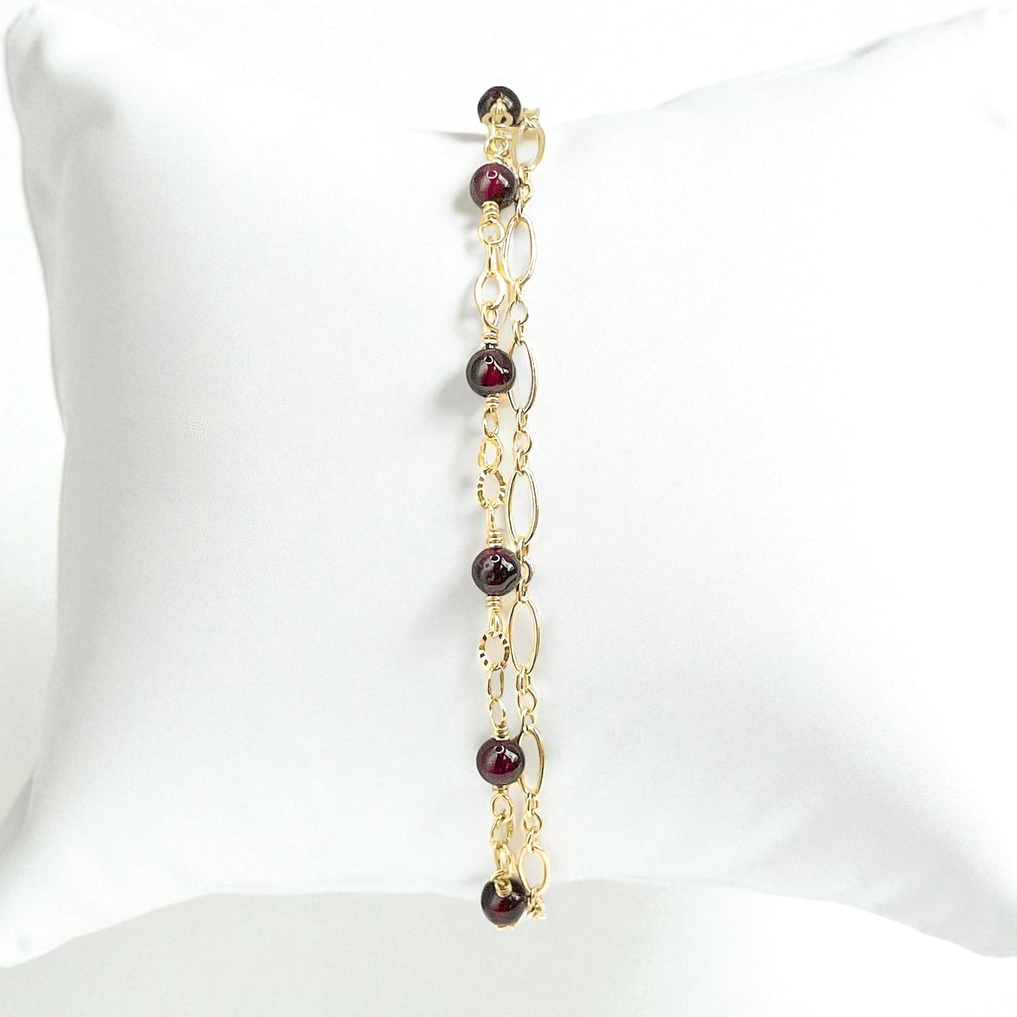 Garnet Two Strand Beaded Bracelet