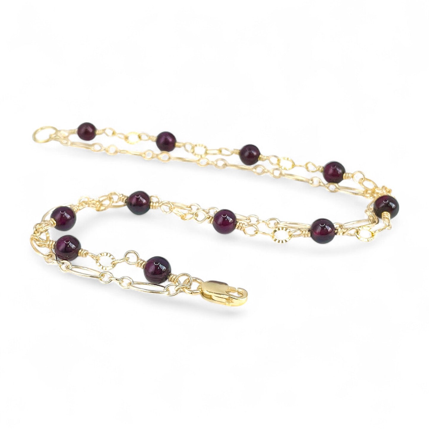 Garnet Two Strand Beaded Bracelet
