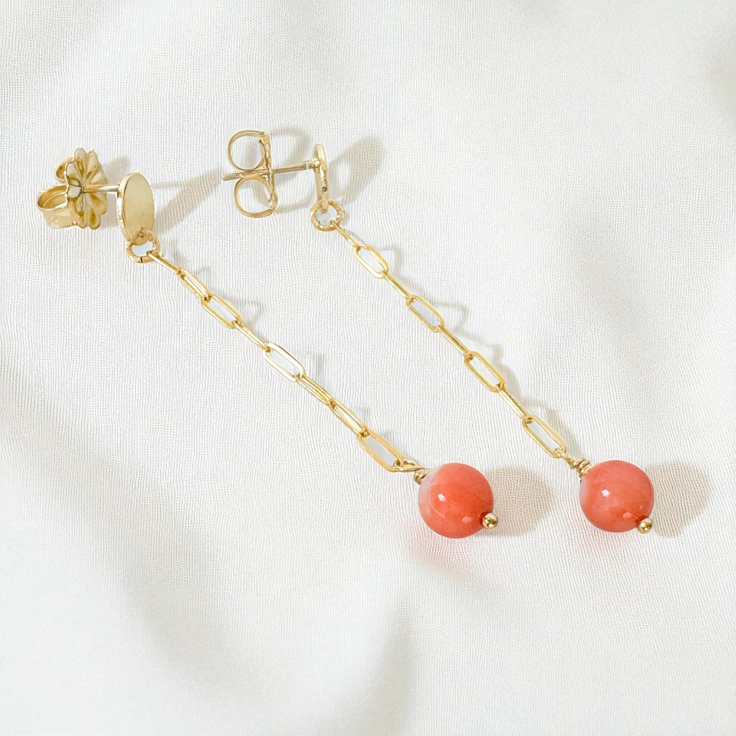 Coral Long Earrings