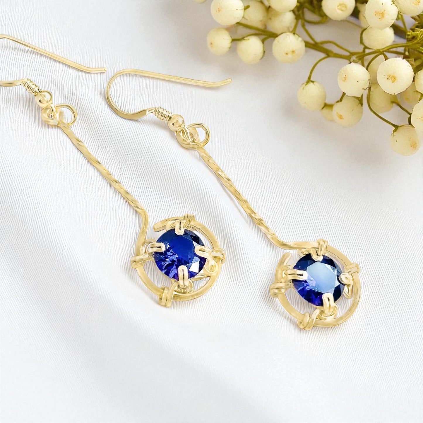 Sapphire Long Dangle Earrings