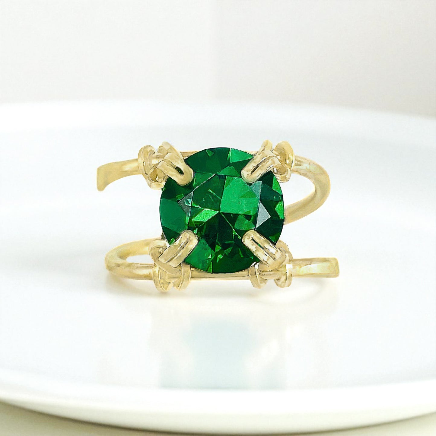 Emerald Double Banded Ring