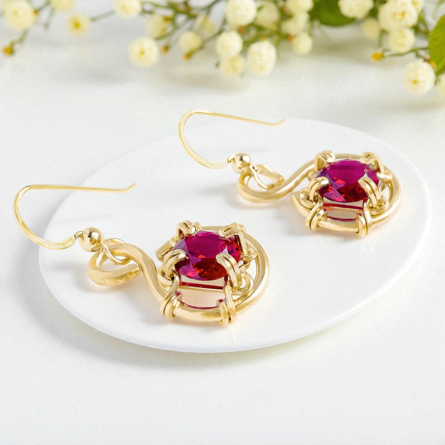 Garnet Classic Earrings - Simulated
