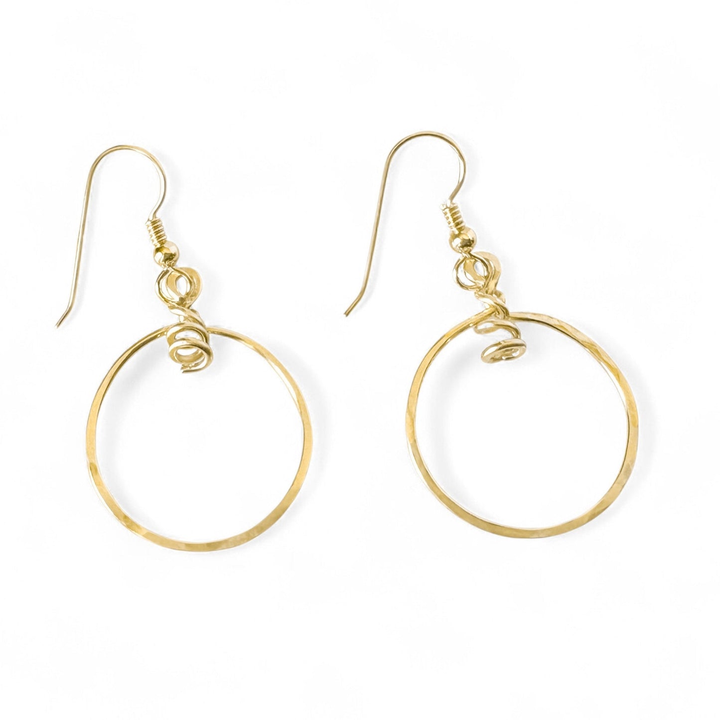 Gold Hoop Earrings with Swirls