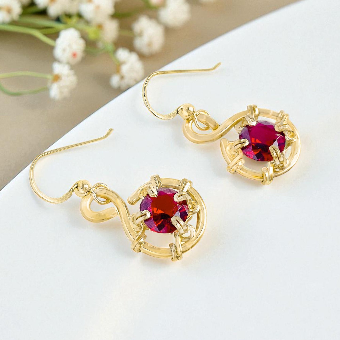Garnet Classic Earrings - Simulated