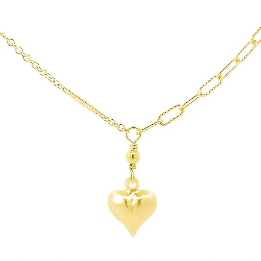 Gold Mixed Chain Heart Necklace