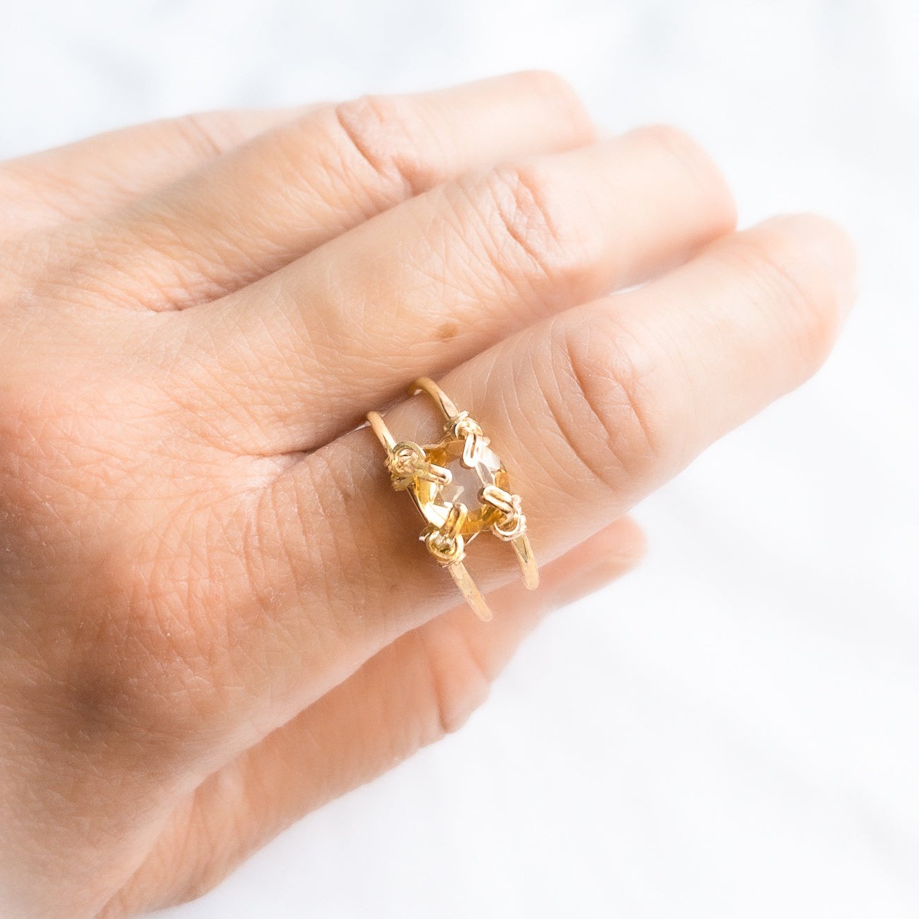 Citrine Double Banded Ring