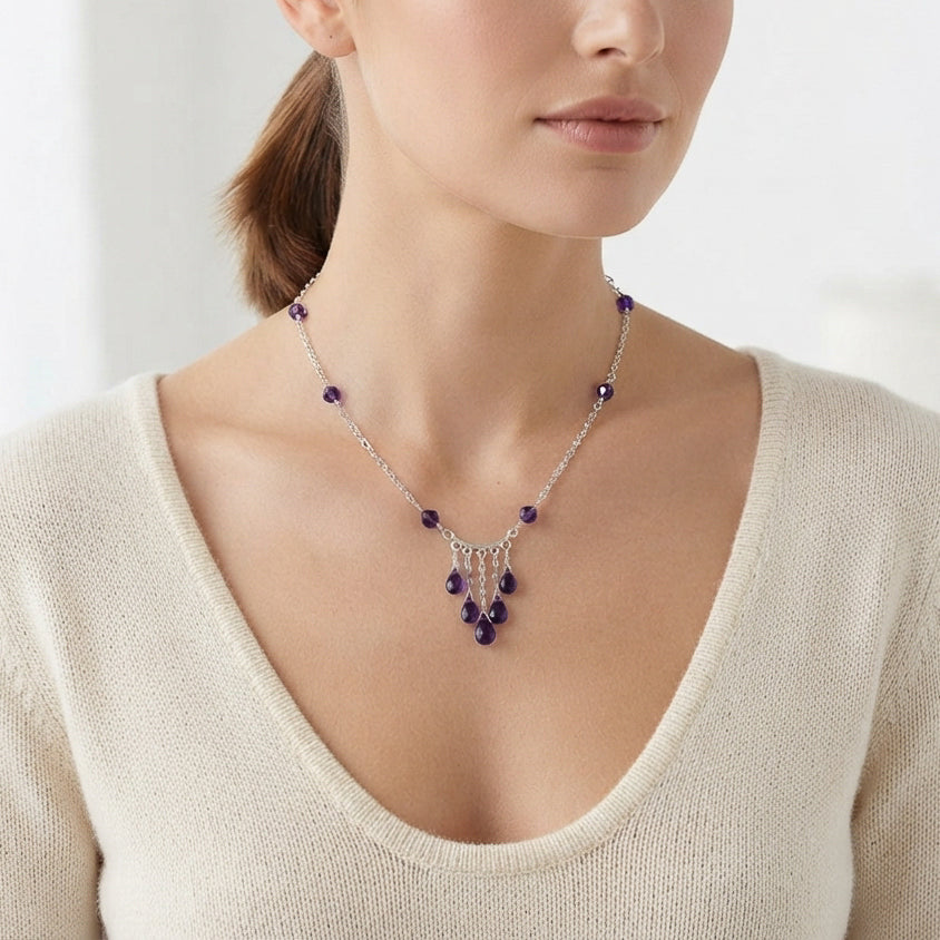 Purple Amethyst Chandelier Necklace