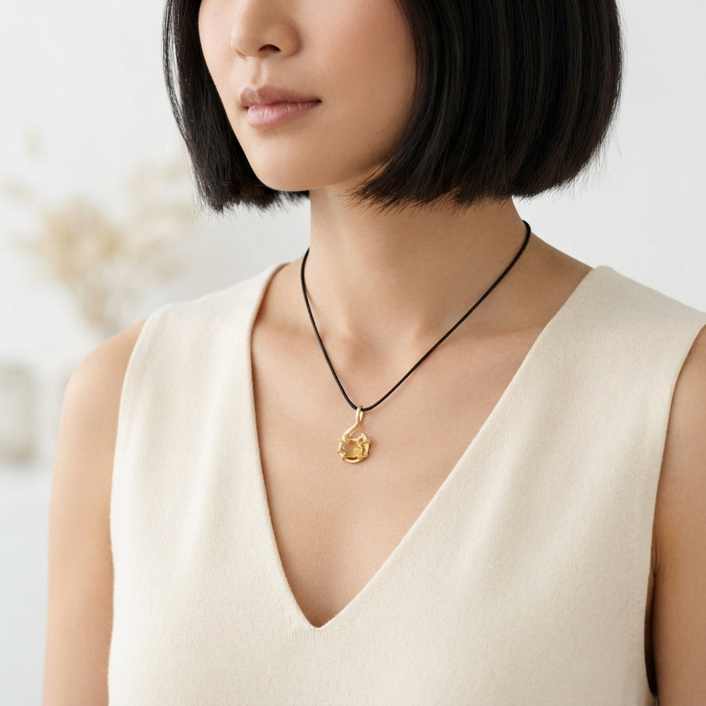 Citrine Pendant Necklace on Black Cord