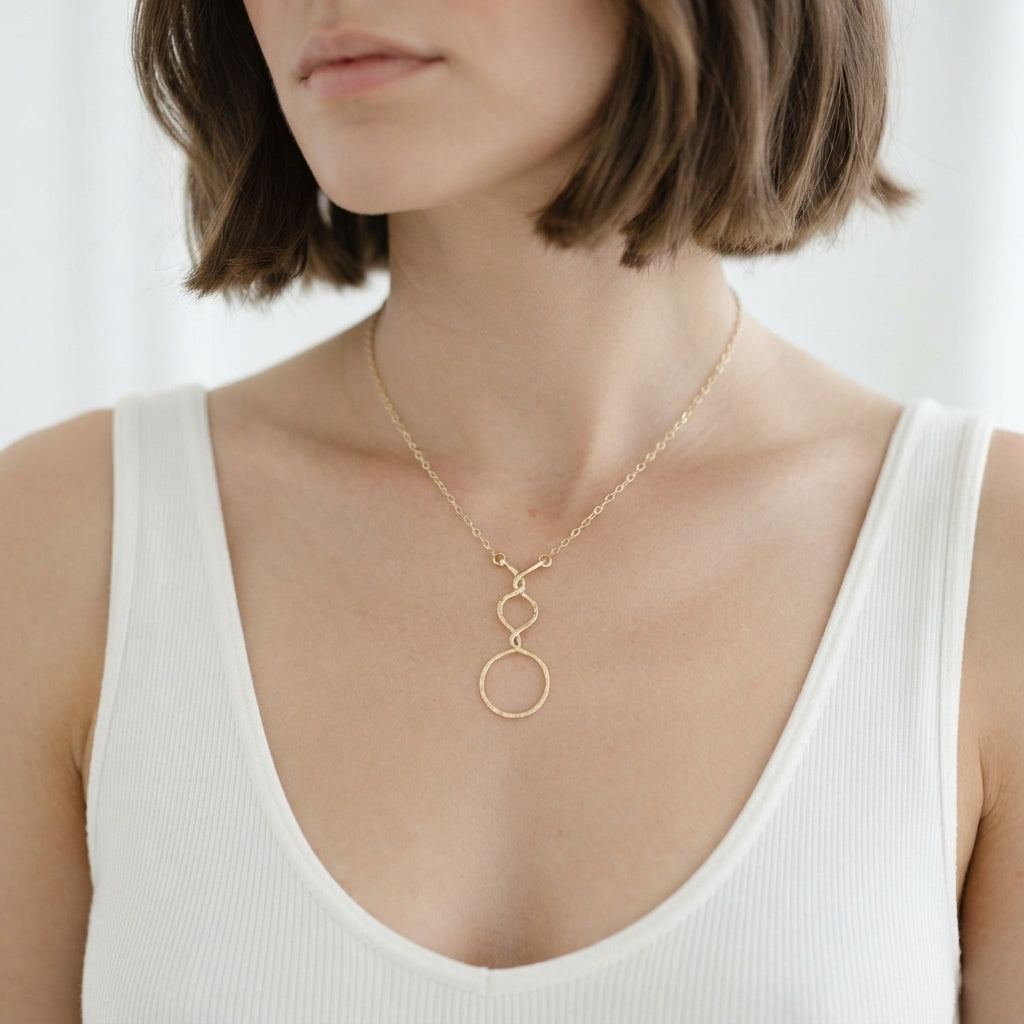 Gold Hammered Cascade Necklace