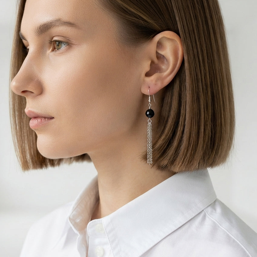 Swarovski Black Crystal Fringe Earrings