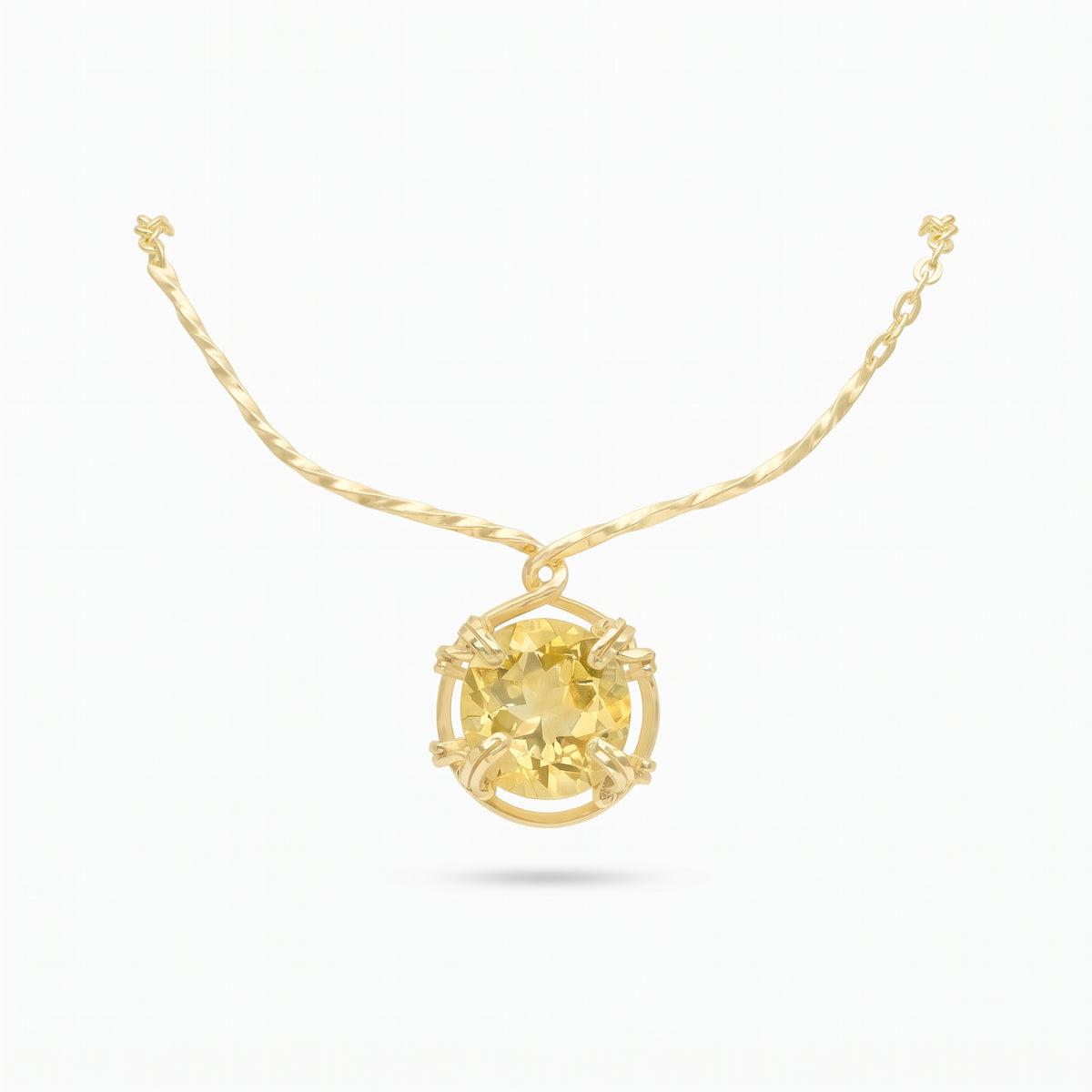Citrine Wire and Chain Necklace