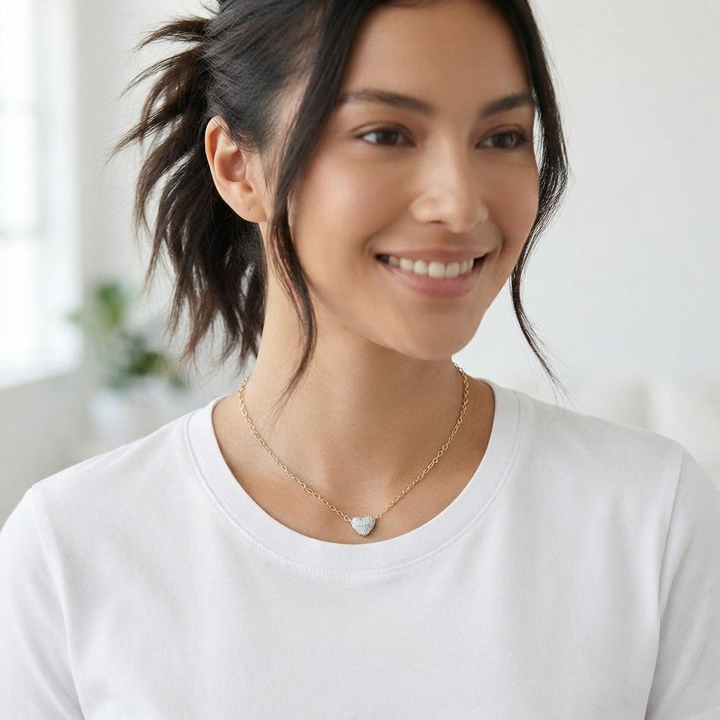 Pave Crystal Heart Necklace