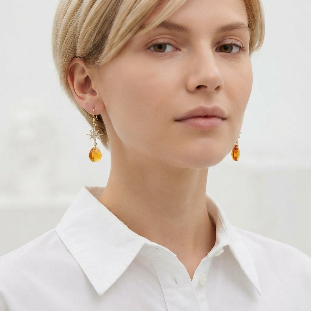 Swarovski Orange Crystal Teardrop Dangles
