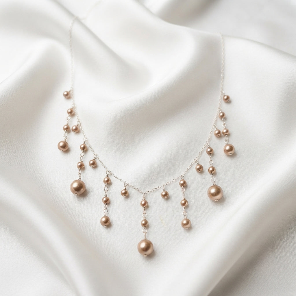 Bronze Pearl Drop Necklace