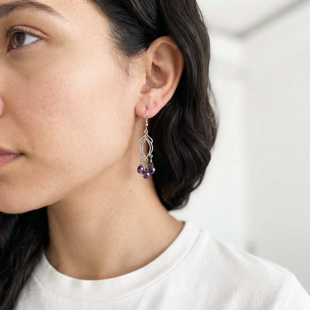 Purple Amethyst Chandelier Earrings
