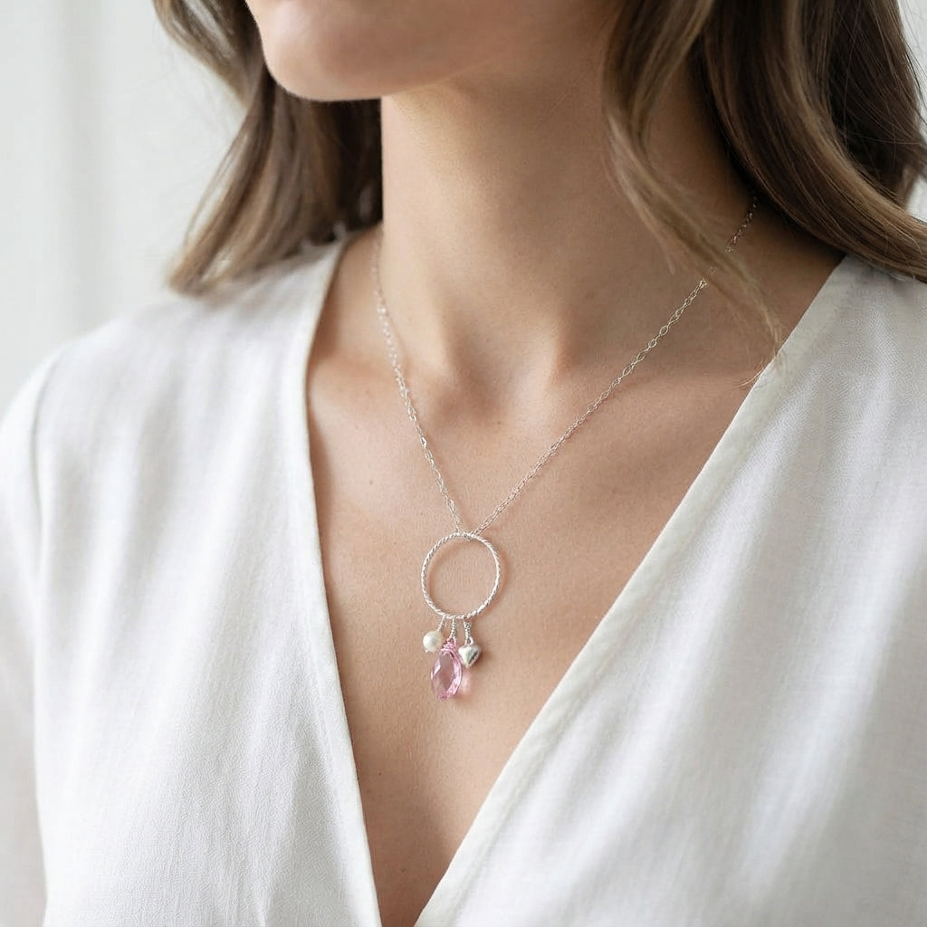 Swarovski Pink Crystal Charm Necklace