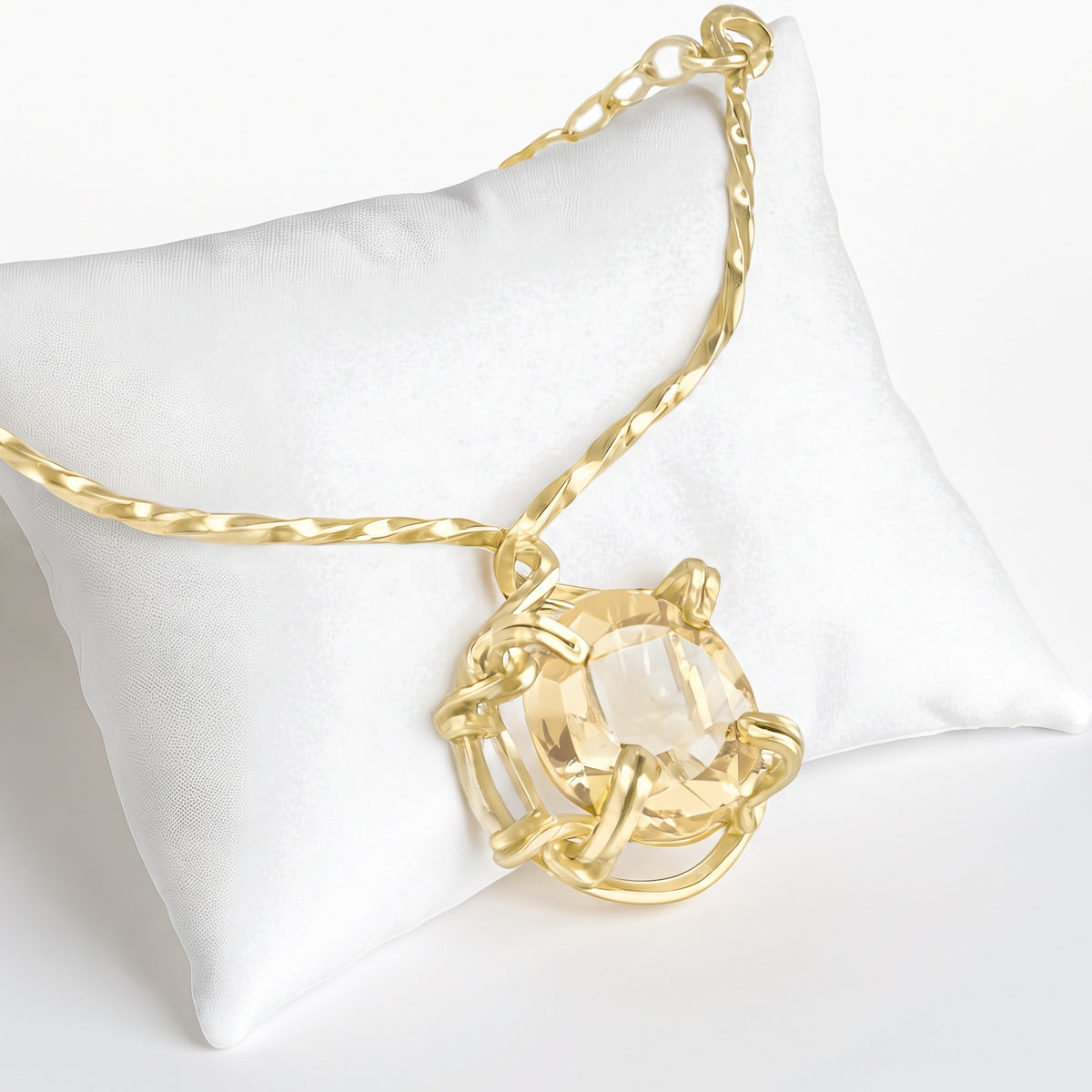 Citrine Wire and Chain Necklace