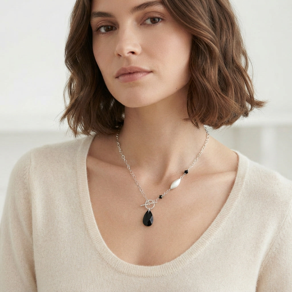 Swarovski Black Crystal Asymmetrical Necklace