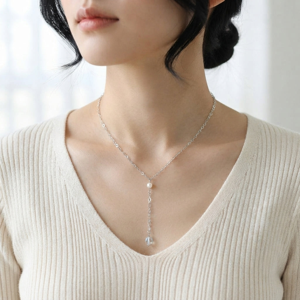Swarovski Pearl and Crystal Y Necklace