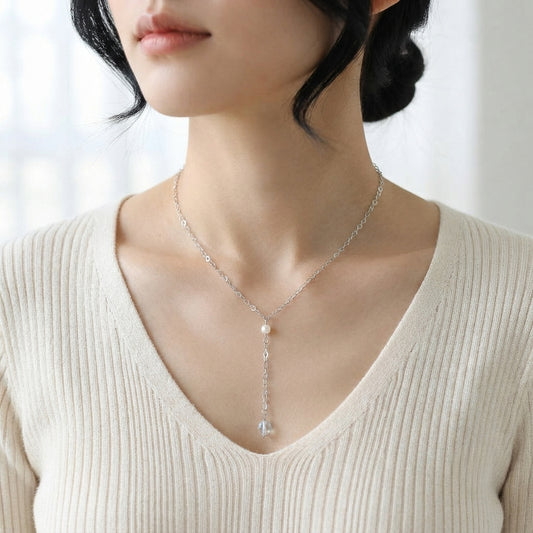 Swarovski Pearl and Crystal Y Necklace