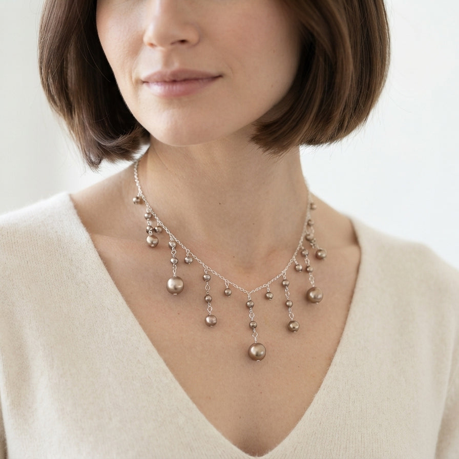 Bronze Pearl Drop Necklace
