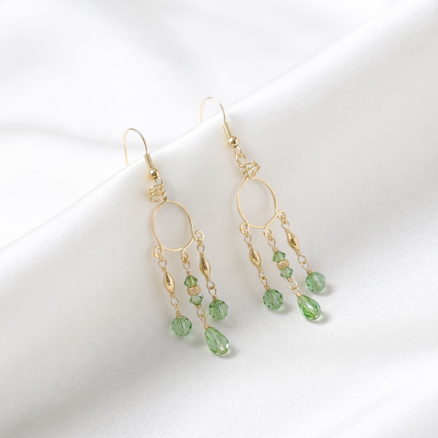 Swarovski Peridot and Gold Chandelier Earrings