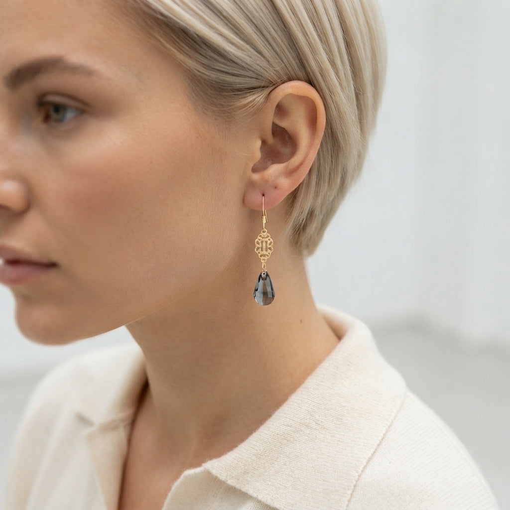 Swarovski Light Black Dangle Earrings