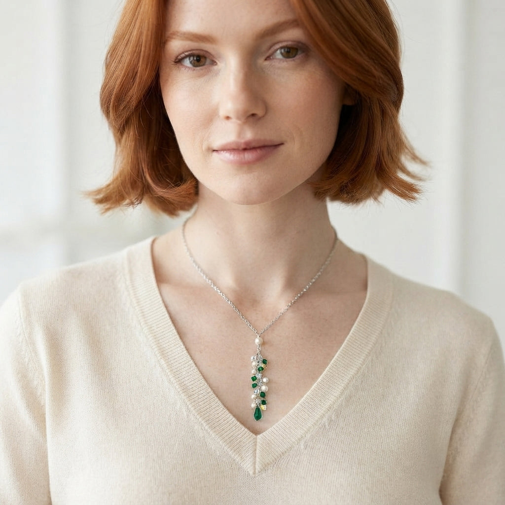 Emerald Cascade Cluster Necklace