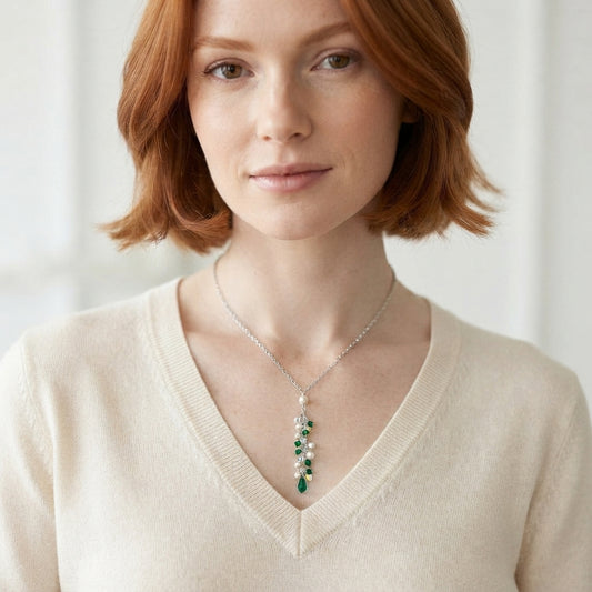 Emerald Cascade Cluster Necklace