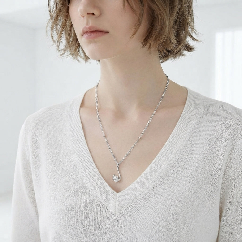 White Topaz Multi-Strand Pendant Necklace