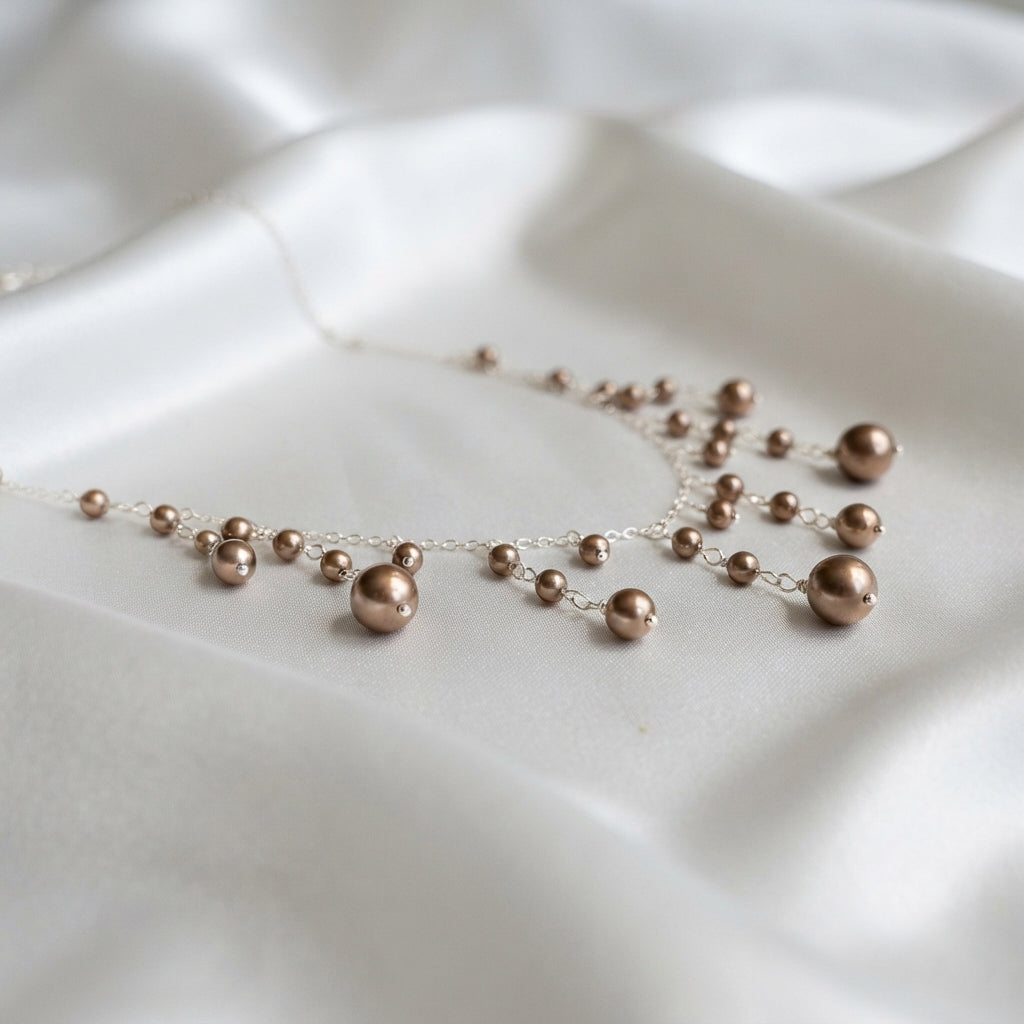 Bronze Pearl Drop Necklace