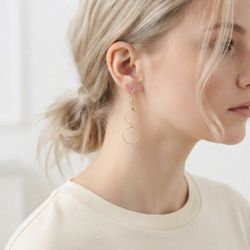 Gold Double Circle Earrings