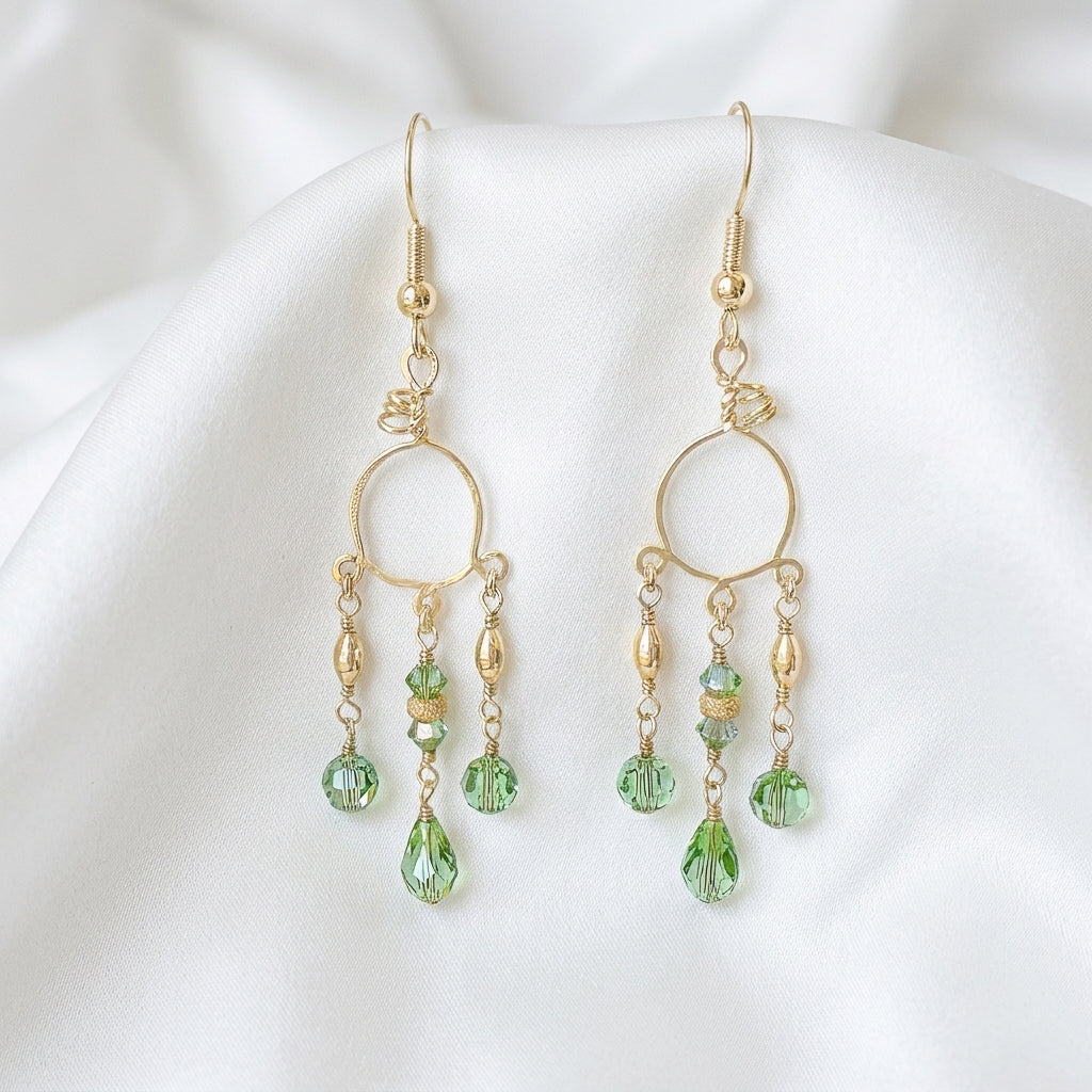 Swarovski Peridot and Gold Chandelier Earrings