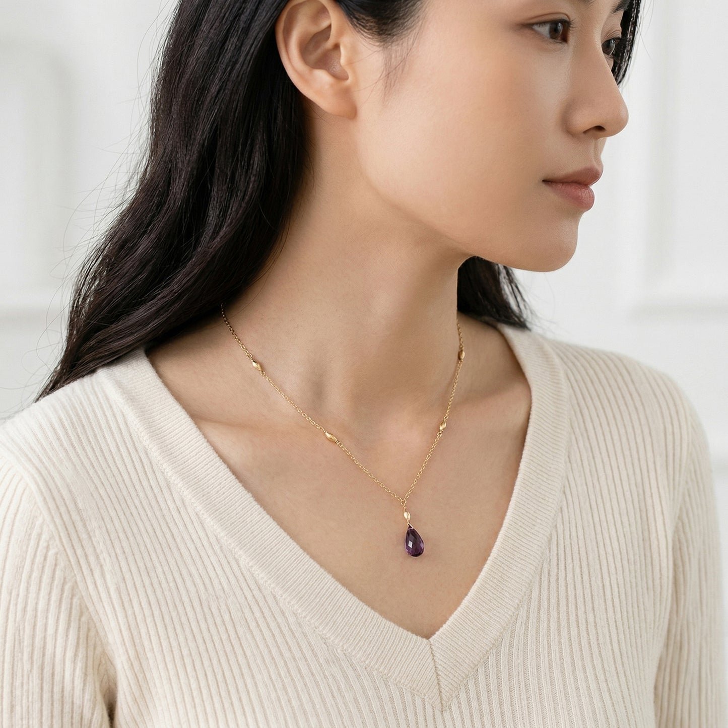 Purple Amethyst Briolette Necklace