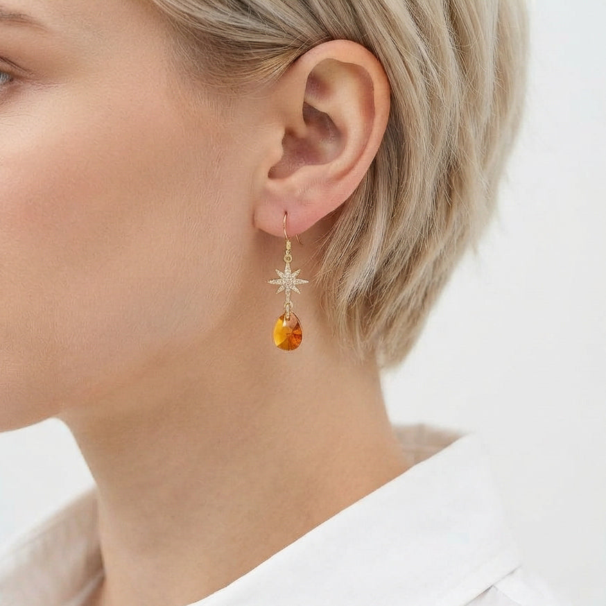 Swarovski Orange Crystal Teardrop Dangles