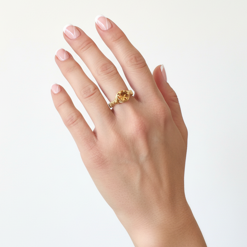 Citrine Wire Wrapped Ring