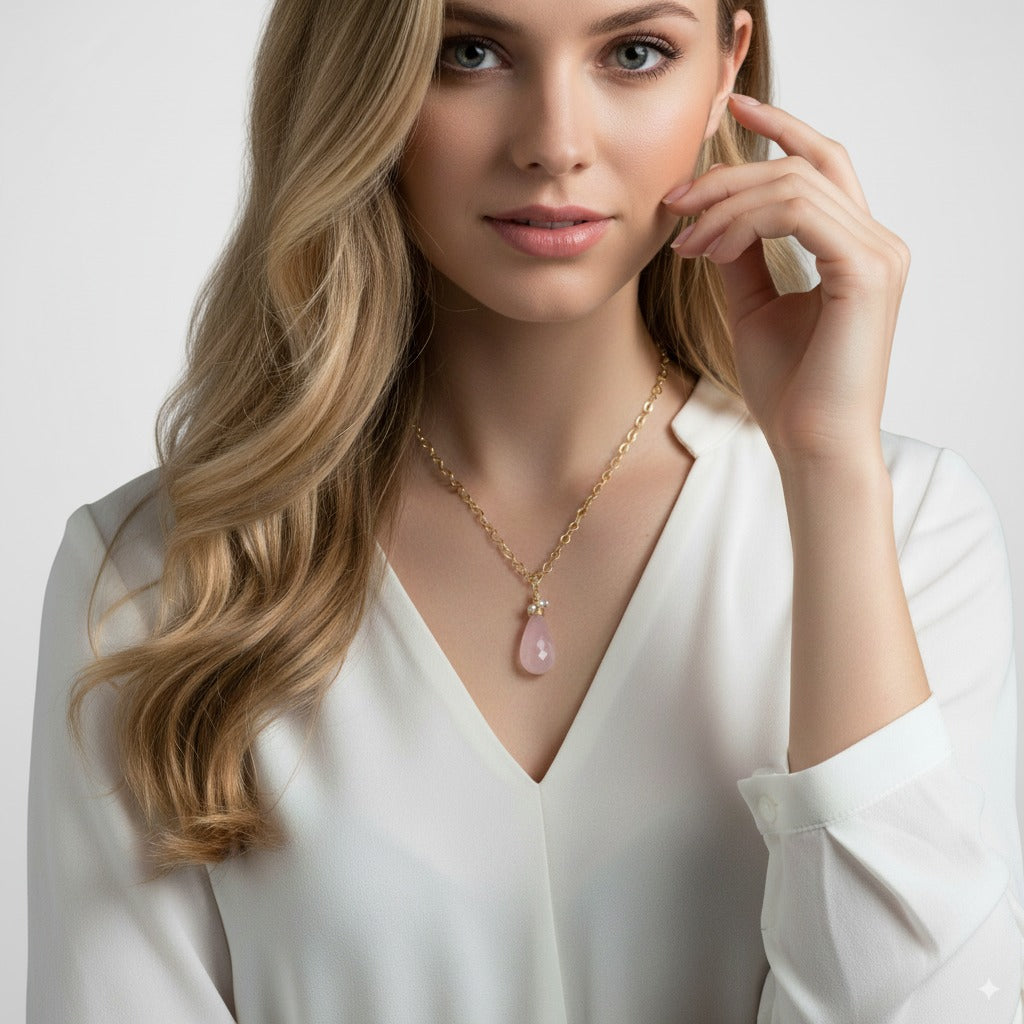 Rose Quartz Briolette Necklace