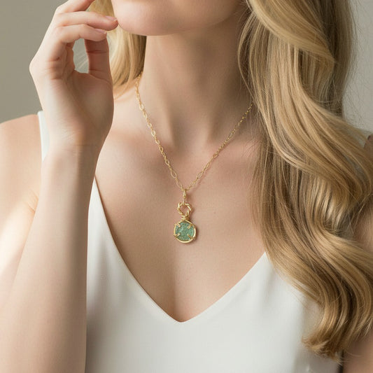 Paraiba Crackle Quartz Pendant Necklace