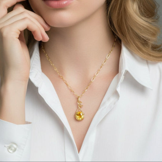 Citrine Swirl Pendant Necklace