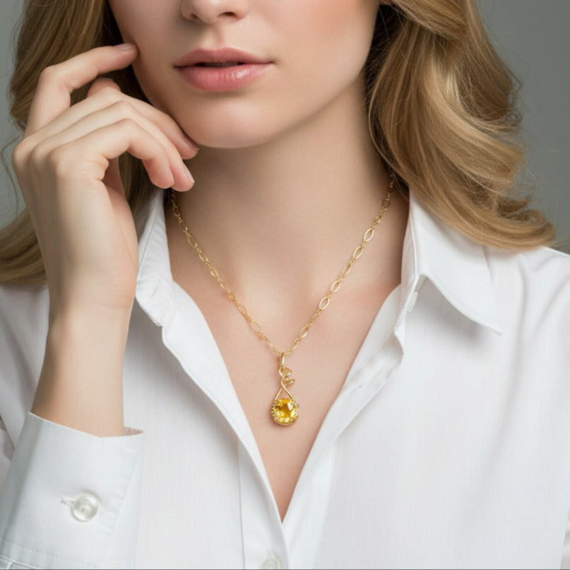 Citrine Swirl Pendant Necklace
