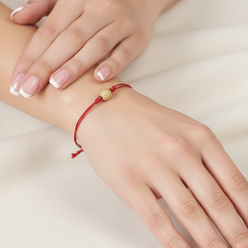 Gold Stardust Bead Silk Cord Adjustable Bracelet