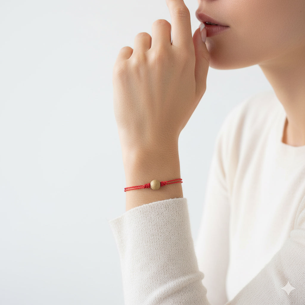 Gold Stardust Bead Silk Cord Adjustable Bracelet