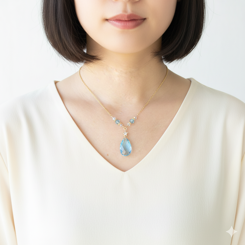 Swarovski Aquamarine Beaded Necklace