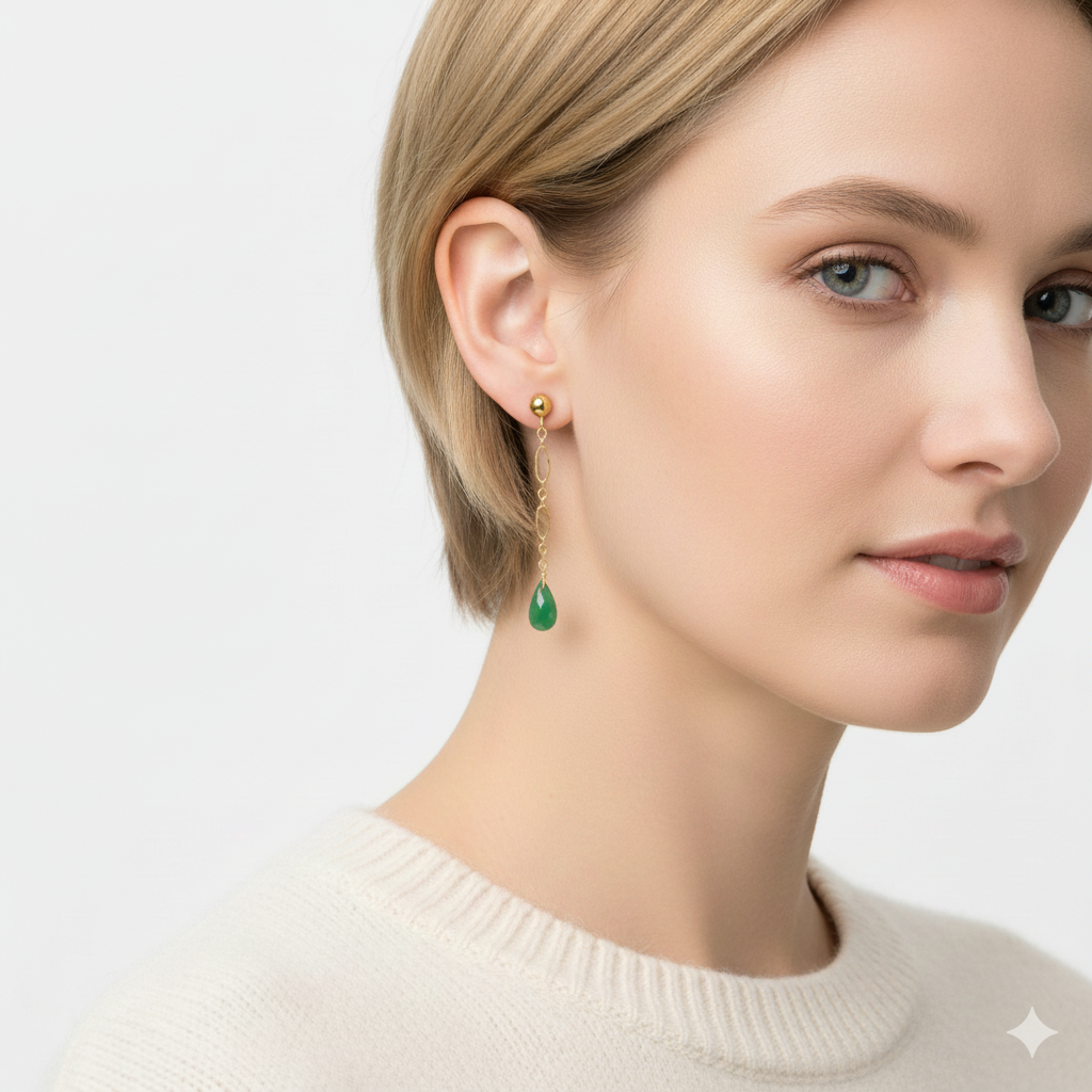 Green Onyx Dangle Earrings