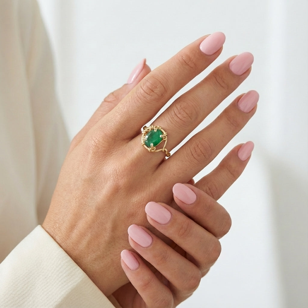 Emerald Twisted Band Ring