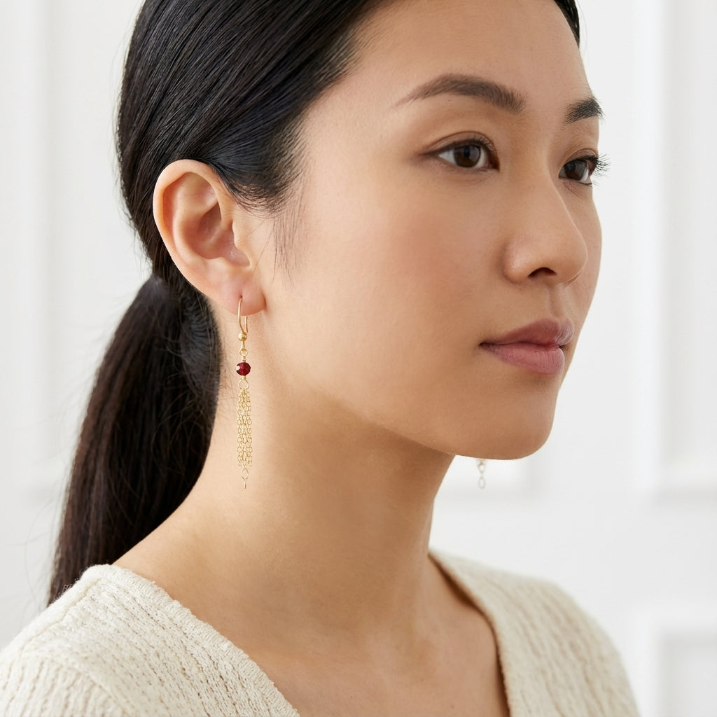 Garnet Fringe Earrings