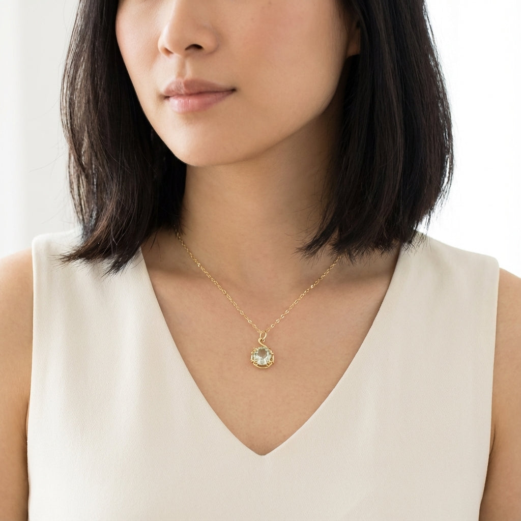 Green Amethyst Classic Pendant Necklace