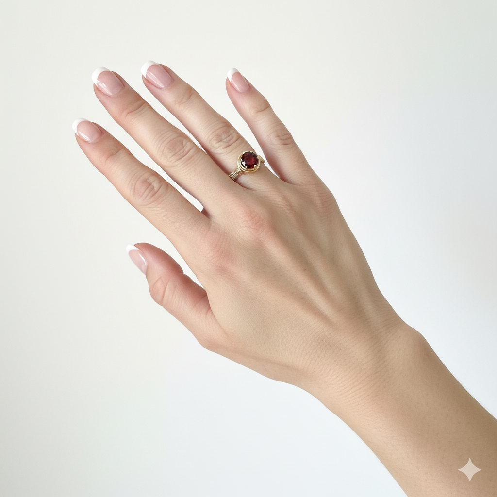 Garnet Wire Wrapped Ring