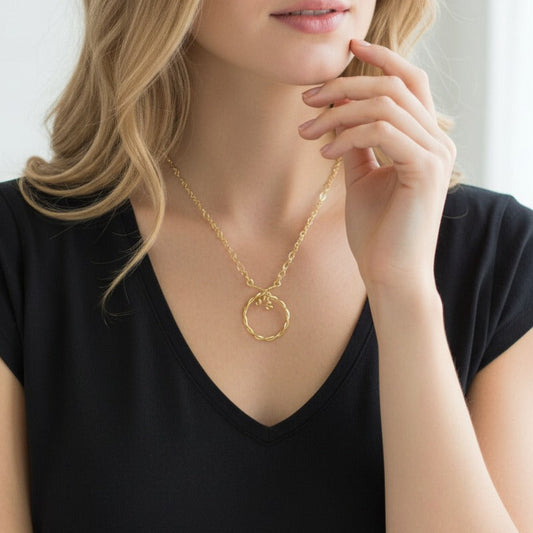 Gold Twisted Circle Necklace